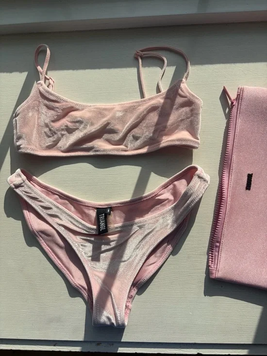 Triangl light pink velvet bikini - Picture 1 of 5